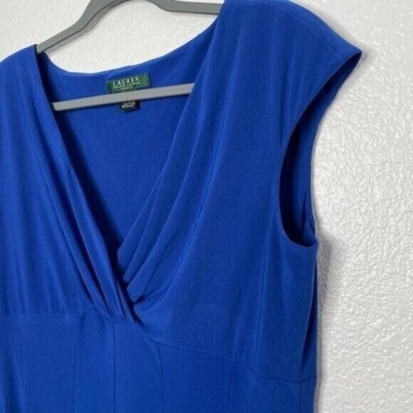 Lauren Ralph Lauren Women's Plus Size 14 Blue Short Sleeve V-Neck Causal Dress - Picture 8 of 13